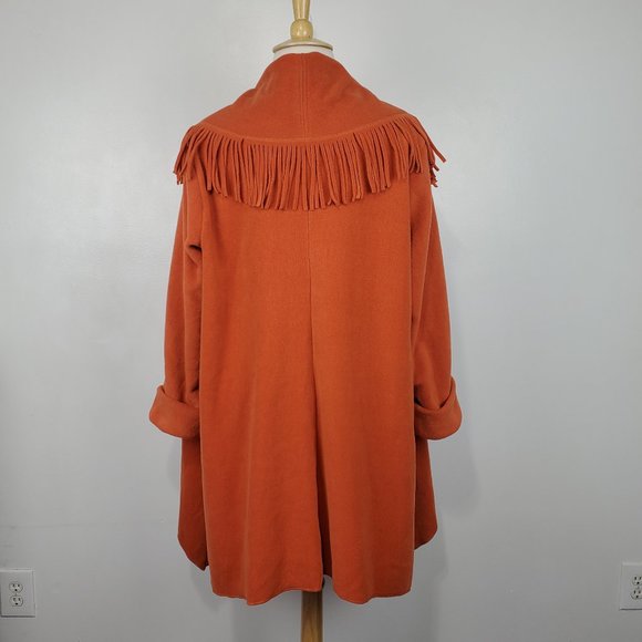Woman Within Terracotta Fringe Detail Open Front Jacket Shrug Size 1X (22/24) - Picture 8 of 14